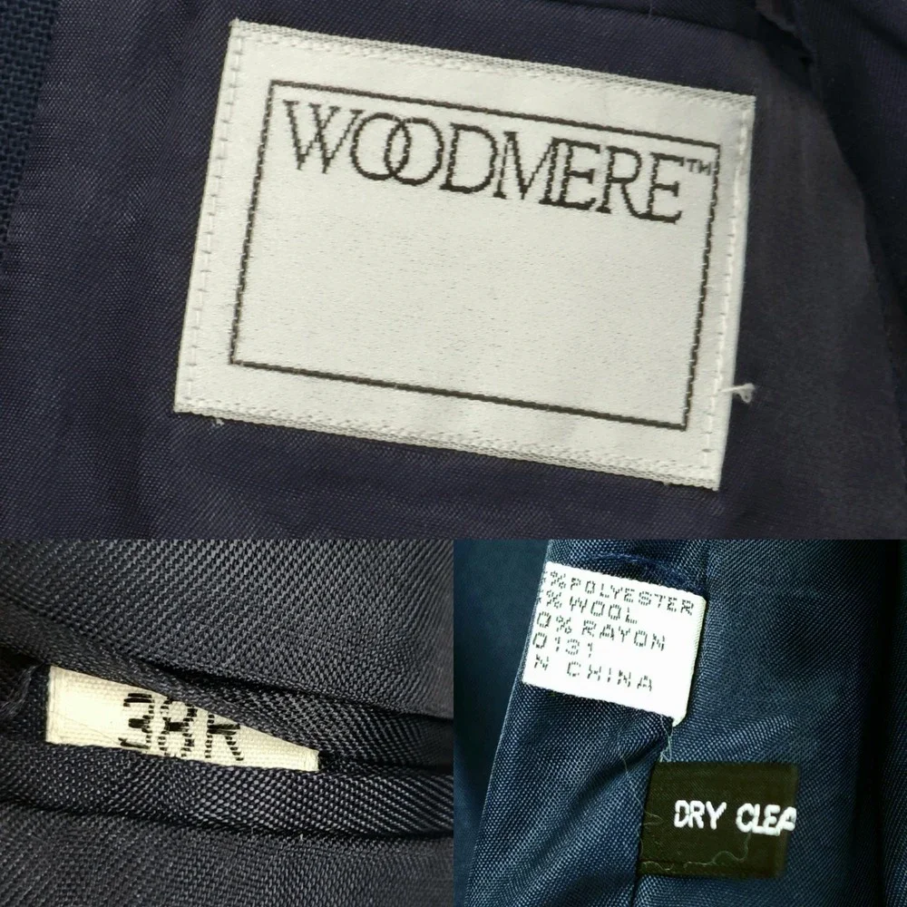 Vtg Woodmere Blazer 38R Men Navy Blue Gold Buttons Wool Poly Sport Coat Nautical
